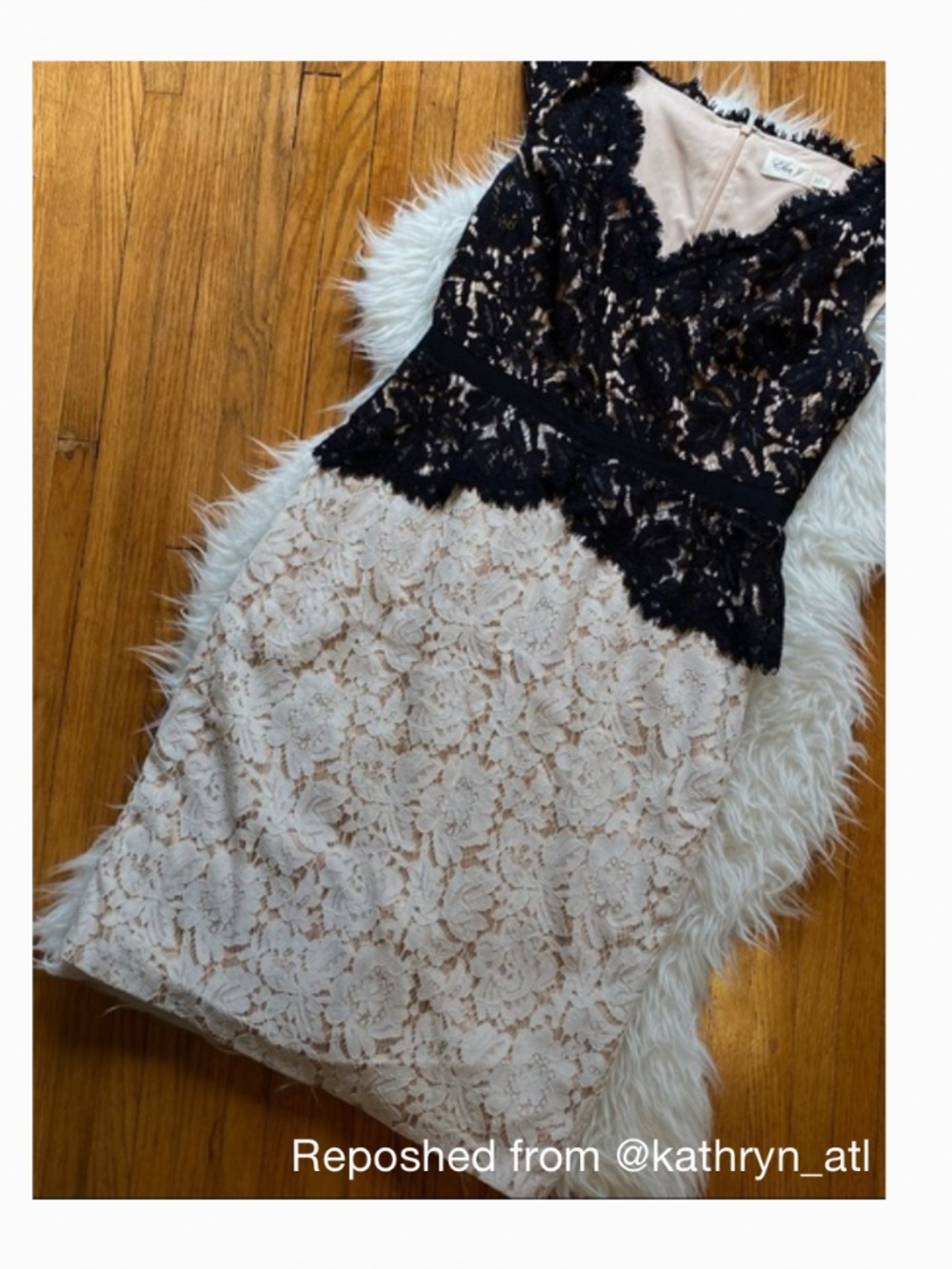 Eliza J | Black & White Lace Cocktail Dress | Size 8 | Like New